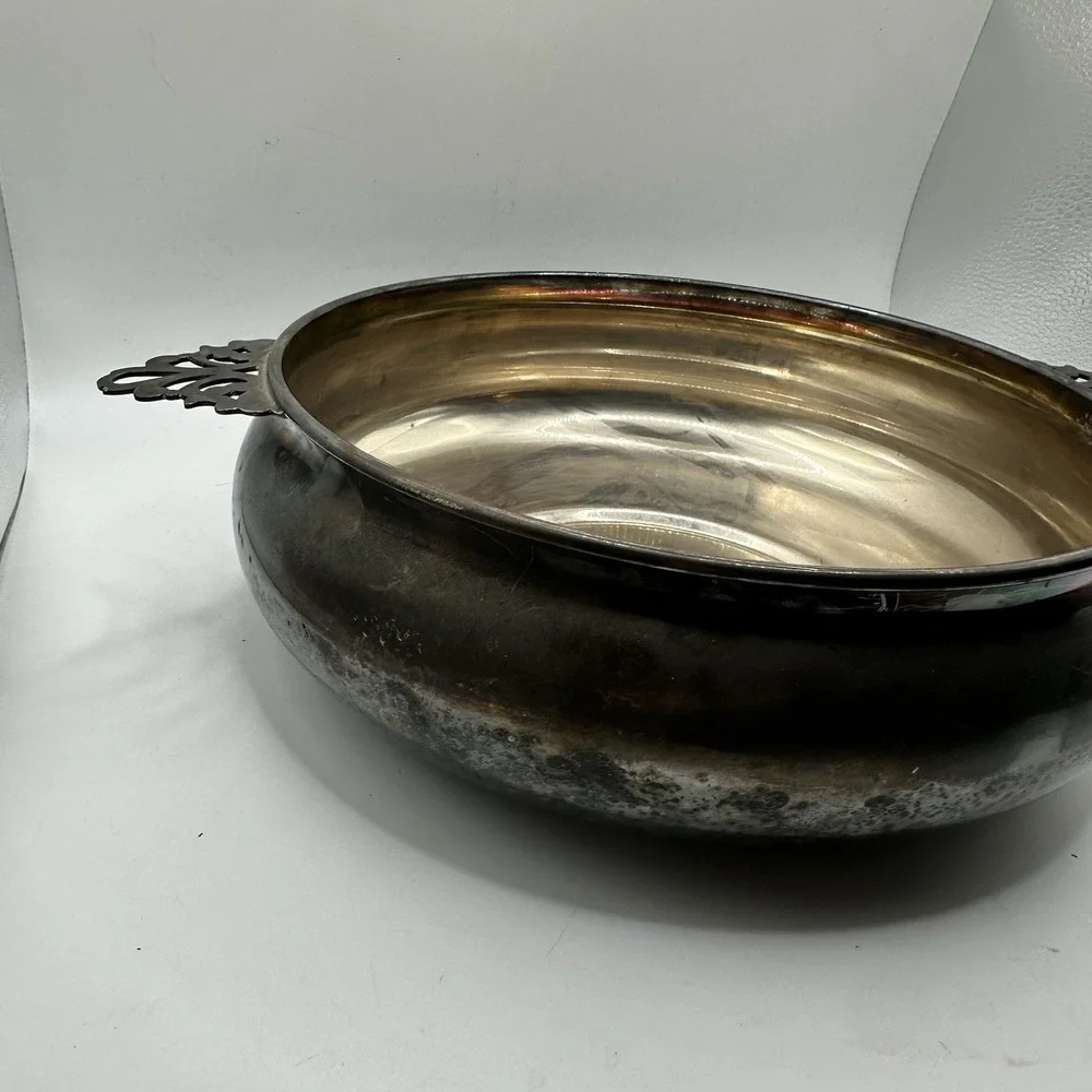 Vintage Reed & Barton Silver Plate Serving Bowl Round Gothic Moody Whimsygoth